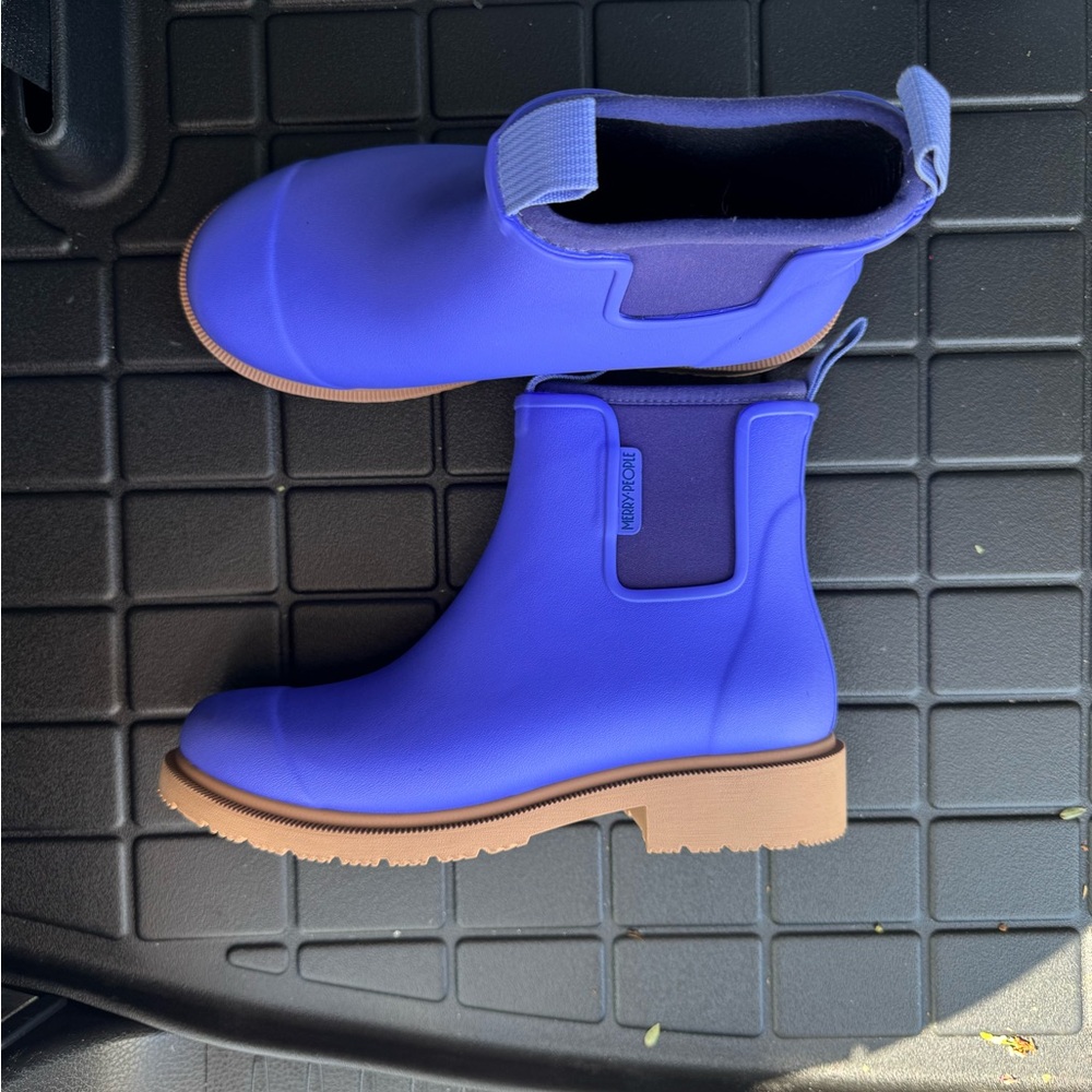 Merry People Purple Waterproof Chelsea Ankle Boots with Tan Sole